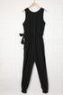 Deep V-Neck Sleeveless Solid Jumpsuit